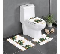 Juego de 3 alfombrillas antideslizantes con diseño de cactus WHJSHOP antes del atardecer, en forma de U, firmemente adheridas, absorbentes y duraderas, gruesas y cómodas