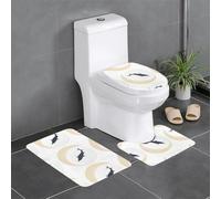 Juego de 3 alfombrillas antideslizantes con diseño de delfín en WHJSHOP y cruzando la luna, en forma de U, firmemente adheridas, absorbentes y duraderas, gruesas y cómodas