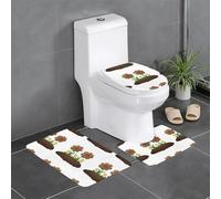 Juego de 3 alfombrillas antideslizantes con diseño de flores WHJSHOP plantadas en estiércol de vaca, en forma de U, firmemente adheridas, absorbentes y duraderas, gruesas y cómodas