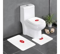 Juego de 3 alfombrillas antideslizantes con diseño de WHJSHOP Kiss the Lips en forma de U, firmemente adheridas, absorbentes y duraderas, gruesas y cómodas