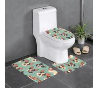 Juego de 3 alfombrillas antideslizantes para baño, 24 x 16 pulgadas, diseño de avatares de animales WHJSHOP con contorno, alfombras ovaladas y rectangulares para inodoro, tocador y baños