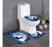 Juego de 3 alfombrillas antideslizantes para baño, 24 x 16 pulgadas, diseño de ciervo WHJDPP bajo el cielo estrellado, alfombras ovaladas y rectangulares para inodoro, tocador y baños