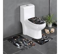 Juego de 3 alfombrillas antideslizantes para baño, 24 x 16 pulgadas, diseño de corazón misterioso, rectangular, en forma de U y en forma de O para inodoro, tocador y baño