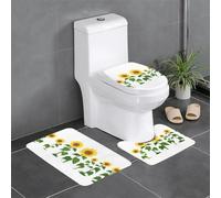 Juego de 3 alfombrillas antideslizantes para baño, 24 x 16 pulgadas, diseño de girasoles WHJSSF persiguiendo el sol, alfombras ovaladas y rectangulares para inodoro, tocador y baños