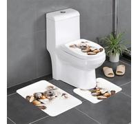 Juego de 3 alfombrillas antideslizantes para baño, 24 x 16 pulgadas, diseño de koala WHJSHOP con imagen de avellana, rectangular, en forma de U y en forma de O para inodoro, tocador y baño