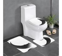 Juego de 3 alfombrillas antideslizantes para baño, 24 x 16 pulgadas, diseño de luna creciente rota con contorno, ovaladas y rectangulares para inodoro, tocador y baños