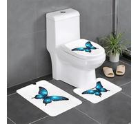 Juego de 3 alfombrillas antideslizantes para baño, 24 x 16 pulgadas, diseño de mariposa WHJSSF en el cielo estrellado, alfombras ovaladas y rectangulares para inodoro, tocador y baños