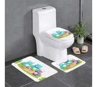 Juego de 3 alfombrillas antideslizantes para baño, 24 x 16 pulgadas, diseño de monstruos de picnic de WHJDPP rectangular, en forma de U y alfombras en forma de O para inodoro, tocador y baño