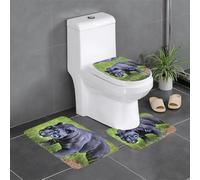 Juego de 3 alfombrillas antideslizantes para baño, 24 x 16 pulgadas, diseño de pantera animal WHJDPP rectangular, en forma de U y alfombras en forma de O para inodoro, tocador y baño