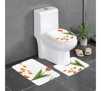 Juego de 3 alfombrillas antideslizantes para baño, 24 x 16 pulgadas, diseño de pétalos de tulipán caído WHJDPP con estampado rectangular, en forma de U y en forma de O para inodoro, tocador y baño