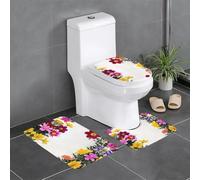 Juego de 3 alfombrillas antideslizantes para baño, 24 x 16 pulgadas, diseño de ramo WHJDPP con diseño de vid, ovaladas y rectangulares para inodoro, tocador y baños