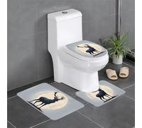 Juego de 3 alfombrillas antideslizantes para baño, 24 x 16 pulgadas, diseño de silueta de ciervo WHJSHOP rectangular, en forma de U y alfombras en forma de O para inodoro, tocador y baño