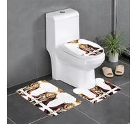 Juego de 3 alfombrillas antideslizantes para baño, 24 x 16 pulgadas, diseño de WHJDPP un león en Finery se sienta en un trono, alfombras ovaladas y rectangulares para inodoro, tocador y baños