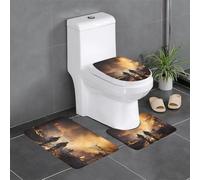 Juego de 3 alfombrillas antideslizantes para baño, 24 x 16 pulgadas, diseño rectangular de bomberos de WHJSHOP y fuegos de combate, alfombras en forma de U y en forma de O para inodoro, tocador y baño