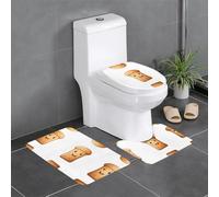 Juego de 3 alfombrillas antideslizantes para baño, 24 x 16 pulgadas, patrón de pan de hongos WHJSSF rectangular, en forma de U y alfombras en forma de O para inodoro, tocador y baño