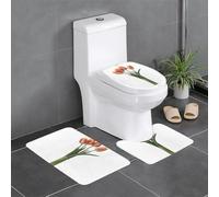 Juego de 3 alfombrillas antideslizantes para baño, 24 x 16 pulgadas, ramo de tulipanes con estampado de tulipanes, alfombras ovaladas y rectangulares para inodoro, tocador y baños