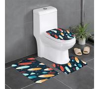 Juego de 3 alfombrillas antideslizantes para baño, 24 x 16 pulgadas, tabla de surf WHJDPP impresa, rectangular, en forma de U y alfombras en forma de O para inodoro, tocador y baño