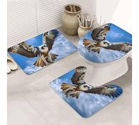 Juego De 3 Alfombrillas De Baño Águila Pescadora Volando hacia El Norte De EE. UU. Alfombra De Contorno Durable Cómoda Tapa De Inodoro, para Cocina, Bathroom, Dormitorio