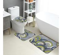 Juego de 3 alfombrillas de baño artísticas, absorbentes y antideslizantes, en forma de U, lavables, diseño moderno, de franela de secado rápido