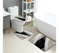 Juego de 3 alfombrillas de baño con diseño de gato inspirado en la naturaleza felina misteriosa, absorbentes, antideslizantes, en forma de U, lavables, para Halloween, acogedoras, de secado rápido, de