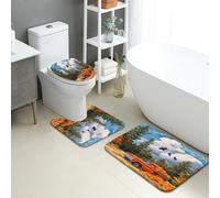 Juego de 3 alfombrillas de baño de otoño, color naranja vintage, para camioneta, cosecha, absorbentes, antideslizantes, en forma de U, lavables, de espuma viscoelástica, de secado rápido, diseño de