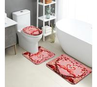 Juego de 3 alfombrillas de baño de pájaros tropicales, diseño de pájaros florales, absorbentes, antideslizantes, en forma de U, lavables, decoración de primavera, juego de alfombras de baño de franela