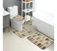 Juego de 3 alfombrillas de baño geométricas, con formas modernas de color turquesa, absorbentes, antideslizantes, en forma de U, lavables, decoración de primavera, de espuma viscoelástica, de secado