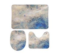 Juego de 3 Alfombrillas de Baño Nubes fantásticas fractales Azules y Beige Absorbente Alfombrillas de Pedestal U Cómoda Inodoro Estera para Sala de Estar Habitación