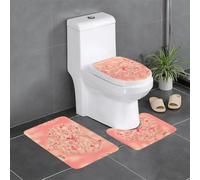 Juego de 3 alfombrillas de franela antideslizantes de 24 x 16 pulgadas con estampado de flores de corazón rojo WHJSHOP grueso y absorbente para baño y inodoro