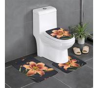 Juego de 3 alfombrillas de franela antideslizantes de 24 x 16 pulgadas, imagen de lirio de día YYHWHJDE en flor, grueso y absorbente para baño y inodoro