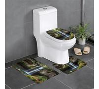 Juego de 3 alfombrillas de franela antideslizantes de 24 x 16 pulgadas, impresión WHJSHOP Brunnen Falls, gruesa y absorbente para baño y inodoro