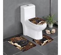 Juego de 3 alfombrillas de franela antideslizantes de 24 x 16 pulgadas, patrón de mundo extraño de WHJSSF Grimoire, grueso y absorbente para baño y inodoro