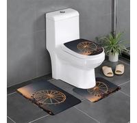 Juego de 3 alfombrillas de franela antideslizantes de 61 x 40,6 cm con impresión de rueda de la fortuna WHJSHOP gruesa y absorbente para baño e inodoro