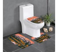 Juego de 3 alfombrillas de franela antideslizantes de 61 x 40,6 cm, patrón del parque nacional WHJSSF Grand Teton, grueso y absorbente para baño e inodoro