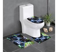 Juego de 3 alfombrillas de franela antideslizantes para el suelo, 61 x 40,6 cm, diseño de pantera YYHWHJDE con ojos azules, grueso y absorbente para baño e inodoro