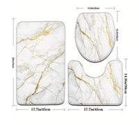Juego de 3 Alfombrillas para Baño con Dorado y Mármol , Cubierta para Asiento de Inodoro de U