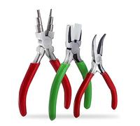 Juego de 3 alicates profesionales 6 en 1 para hacer fianzas, alicates de nariz de nailon, alicates de punta doblada para hacer joyas