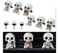Juego de 3 ambientadores para coche con diseño de calavera, difusor de coche, decoración romántica para salpicadero, accesorios interiores para amantes de las calaveras, regalos de Halloween (2pcs)