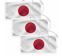 Juego de 3 ambientadores para coche, diseño de bandera nacional - Black Ice, vainilla y coche nuevo, fragancia duradera para coche o casa, elegante accesorio perfumado - Japón