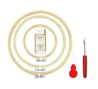 Juego de 3 aros redondos de bambú, bastidor para bordar, bastidores para bordados, 3 tamaños, con 1 aguja guía de hilo y 1 cortador de hilo, agujas, para manualidades y costura, bordar en punto cruz