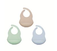 Juego de 3 Baberos de Silicona para Bebés, Ajustables con Bolsillo Grande para Recoger Alimentos, Esenciales de Calidad para la Nutrición del Niño - Regalos para Bebé