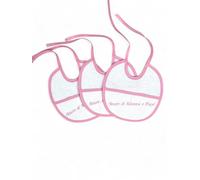 Juego de 3 baberos para bebé bordados "Amore di Mamma e Papà", 100% algodón hipoalergénico, fabricado en Italia, borde elegante, 18 x 18 cm - Rosa