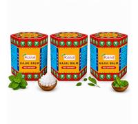 Juego de 3 bálsamos de hierbas ayurvédicas con mentol y alcanfor, 3 bálsamos rojos de 21 g, para aliviar los músculos, las articulaciones y las molestias diarias con pegatinas Kajal