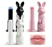 Juego de 3 bálsamos labiales, bálsamo labial calmante y nutritivo de larga duración, para el cuidado de los labios con sabor a fruta, un lindo regalo con forma de conejito para novia/esposa