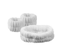 Juego de 3 bandas de franela de 12 colores antideslizantes y absorbentes, unisex, para maquillaje, spa, yoga, cabello, muñeca (blanco)