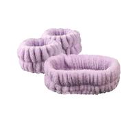 Juego de 3 bandas de franela de 12 colores antideslizantes y absorbentes, unisex, para maquillaje, spa, yoga, cabello, muñeca (morado)