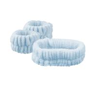 Juego de 3 bandas de franela de 12 colores antideslizantes y absorbentes, unisex, para maquillaje, spa, yoga, cabello, muñequeras (azul cielo)