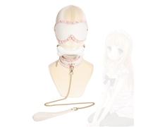Juego de 3 bandas ejercitadoras de ojos y cuello y ejercitador bucal rosa y blanco para el cuidado personal