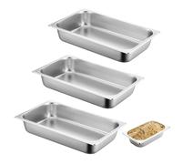 Juego de 3 bandejas de acero inoxidable para alimentos, horno rectangular plano, 32,5 x 17,5 x 6,5 cm, platos de horno de acero inoxidable, bandeja de horno rectangular, bandeja de cocción de acero