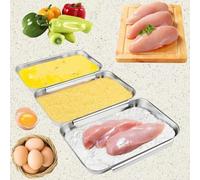 Juego de 3 bandejas de condimentos de acero inoxidable, platos cuadrados apilables para servir 22 x 15,5 x 3 cm para condimentos de barbacoa, apto para lavavajillas